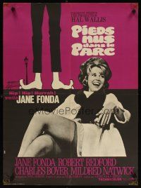 8j187 BAREFOOT IN THE PARK French 23x32 '67 art & image of Redford's feet & sexy Jane Fonda!