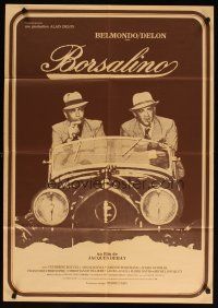 8j190 BORSALINO French 23x32 '70 Belmondo & Alain Delon in Rolls Royce, directed by Jacques Deray!