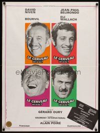 8j191 BRAIN style B French 23x32 '69 David Niven, Jean-Paul Belmondo, Eli Wallach & Bourvil!