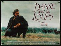 8j196 DANCES WITH WOLVES French 23x32 '91 cool image of Kevin Costner & buffalo!