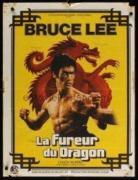 8j208 RETURN OF THE DRAGON French 23x32 '74 Bruce Lee classic, great close-up of Lee, Ferracci art