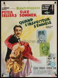 8j211 SHOT IN THE DARK French 23x32 '64 wacky Grinsson art of Peter Sellers & sexy Elke Sommer!
