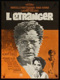 8j212 STRANGER French 23x32 '68 Luchino Visconti's Lo Straniero, art of Marcello Mastroianni!