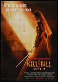 8j237 KILL BILL: VOL. 2 German '04 bride Uma Thurman with katana, Quentin Tarantino