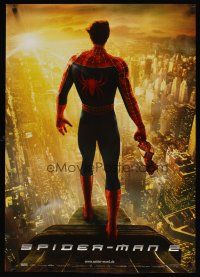 8j249 SPIDER-MAN 2 teaser DS German '04 cool image of Tobey Maguire standing over city, choice!