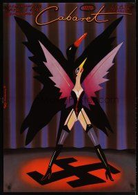 8j271 CABARET stage play Polish 27x38 '92 Kalarus art of bird dancer on Nazi swastika!