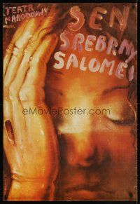 8j287 SEN SREBRNY SALOMEI stage play Polish 27x38 '77 Czerniawski art of woman w/hole in hand!