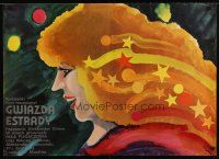 8j294 WOMAN THAT SINGS Polish 27x38 '77 Zhenshchina, kotoraya poyot, Flisak art of girl w/stars!