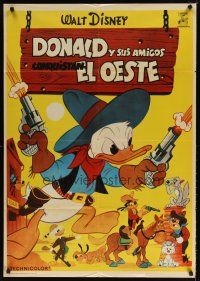 8j172 DONALD DUCK GOES WEST Spanish '66 Disney, great cartoon image of Donald in cowboy outfit!