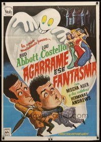 8j177 HOLD THAT GHOST Spanish R75 great art of scared Bud Abbott & Lou Costello, plus sexy babes!