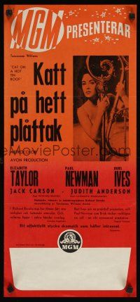 8j084 CAT ON A HOT TIN ROOF Swedish stolpe '58 classic sexy Elizabeth Taylor as Maggie the Cat!