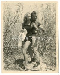 8k084 ANGEL BABY 8x10 still '61 barechested Burt Reynolds & sexy Salome Jens in swimsuit!