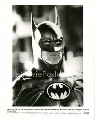 8k123 BATMAN RETURNS 8x10 still '92 best head & shoulders c/u of Michael Keaton in costume!