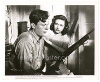 8k133 BEST YEARS OF OUR LIVES 8x10 still '46 Cathy O'Donnell looks at Harold Russell with rifle!