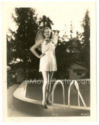 8k136 BETTY JANE RHODES 8x10 still '36 full-length in pretty dress posing by swimming pool!
