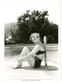 8k177 CAROL OHMART 8x10 key book still '55 the sexy actress in 2-piece swimsuit by swimming pool!