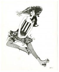 8k351 FUNNY GIRL 8x10 still '69 full-length art of Barbra Streisand with rollerskates by Bob Peak!
