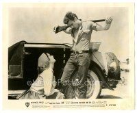 8k371 GIANT 8x10 still R63 classic shot of Elizabeth Taylor looking up at James Dean with rifle!