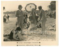 8k392 GOOD & NAUGHTY 8x10 still '26 Pola Negri with fur & umbrella on beach between two men!