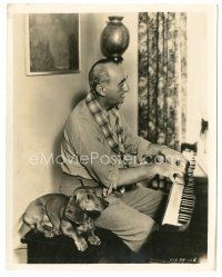 8k406 GUY STANDING 8x10 still '30s at home composing music on the piano by his dog Buster!