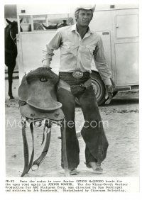 8k537 JUNIOR BONNER 7x9.75 still '72 Steve McQueen carrying a saddle, going down his own road!