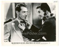 8k667 MEET JOHN DOE 8x10 still '41 pretty Barbara Stanwyck adjusts Gary Cooper's bow tie!