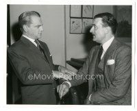 8k923 THESE WILDER YEARS candid deluxe 8x10 still '56 James Cagney & Walter Pidgeon discuss a scene