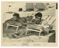 8k949 TWO FOR THE ROAD 8x10 still '67 sexy Audrey Hepburn & Albert Finney laying on beach!