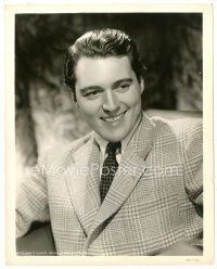 8k985 WILLIAM BISHOP 8x10 still '40s smiling head & shoulders portrait wearing suit & tie!