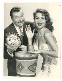 8k994 XAVIER CUGAT/ABBE LANE TV 7.25x9.25 still '57 the husband & wife together on their show!