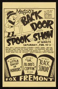 8m227 MAGOO'S BACK DOOR SPOOK SHOW herald '62 Little Shop of Horrors, Black Sunday & more!