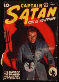 8m258 CAPTAIN SATAN: KING OF ADVENTURE magazine cover March 1938 great gangster with shadow art!