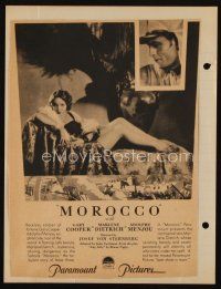 8m313 MOROCCO magazine page '30 great image of Legionnaire Gary Cooper & sexy Marlene Dietrich!