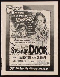 8m314 STRANGE DOOR magazine page '51 Boris Karloff, Laughton, not since Frankenstein and Dracula!