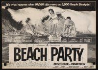 8m538 BEACH PARTY pressbook '63 Frankie Avalon & Annette Funicello riding a wave on surf boards!