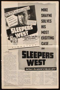 8m895 SLEEPERS WEST pressbook '41 great 20th Century Fox stone litho of stars over speeding train!