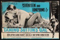 8m924 TAMING SUTTON'S GAL pressbook '57 she's seventeen & lonesome and kissing in the hay!