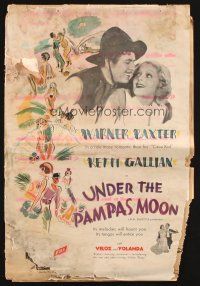 8m970 UNDER THE PAMPAS MOON pressbook '35 Warner Baxter, full-color poster images!
