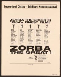 8m999 ZORBA THE GREEK pressbook '65 Anthony Quinn, Irene Papas, Alan Bates, Michael Cacoyannis