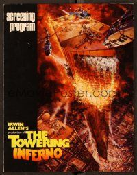 8m190 TOWERING INFERNO screening program '74 Steve McQueen, Paul Newman, art by John Berkey!