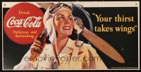 8m275 COCA-COLA 8x15 REPRO poster '91 art of female pilot, Your thirst takes wings!