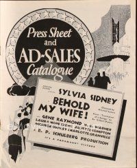 8m495 BEHOLD MY WIFE English pressbook '34 different images of Sylvia Sidney & Gene Raymond!