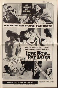 8m511 ACCOMPLICES pressbook '59 Mishkin, a shameful tale of adult delinquents, Love Now Pay Later!