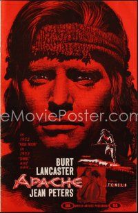 8m523 APACHE pressbook '54 directed by Robert Aldrich, Native American Burt Lancaster!