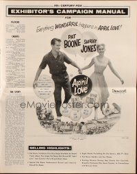 8m525 APRIL LOVE pressbook '57 full-length romantic Pat Boone & sexy Shirley Jones!