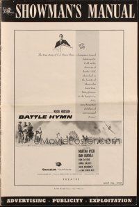 8m536 BATTLE HYMN pressbook '57 art of Rock Hudson as clergyman turned fighter pilot!
