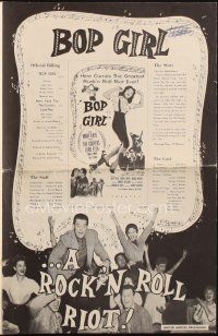 8m558 BOP GIRL GOES CALYPSO pressbook '57 it's the red-hot battle of the rages, a rock & roll romp!