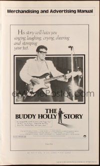 8m560 BUDDY HOLLY STORY pressbook '78 great images of Gary Busey performing on stage with guitar!