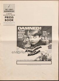 8m571 CHILDREN OF THE DAMNED pressbook '64 beware the creepy kid's eyes that paralyze!