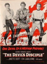 8m601 DEVIL'S DISCIPLE pressbook '59 Burt Lancaster, Kirk Douglas & Laurence Olivier all with guns!